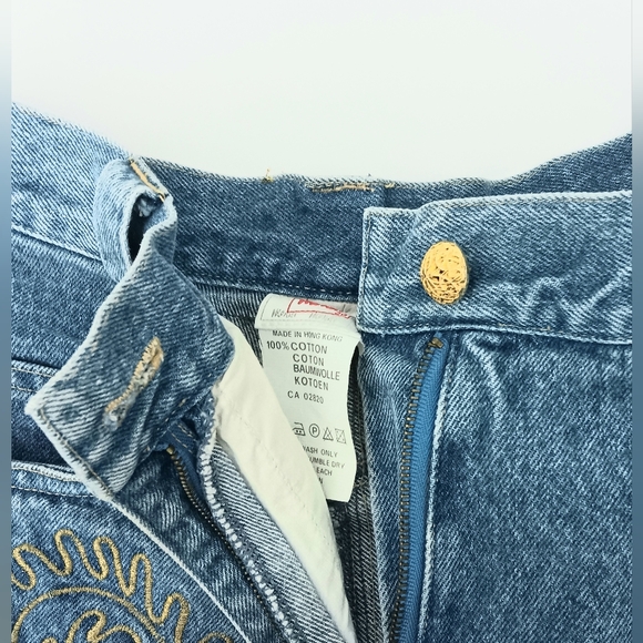 Mondi Vtg Gold Embroidered Blue Denim Jacket & Jeans Set Waist 24" Pre-owned - Picture 9 of 16